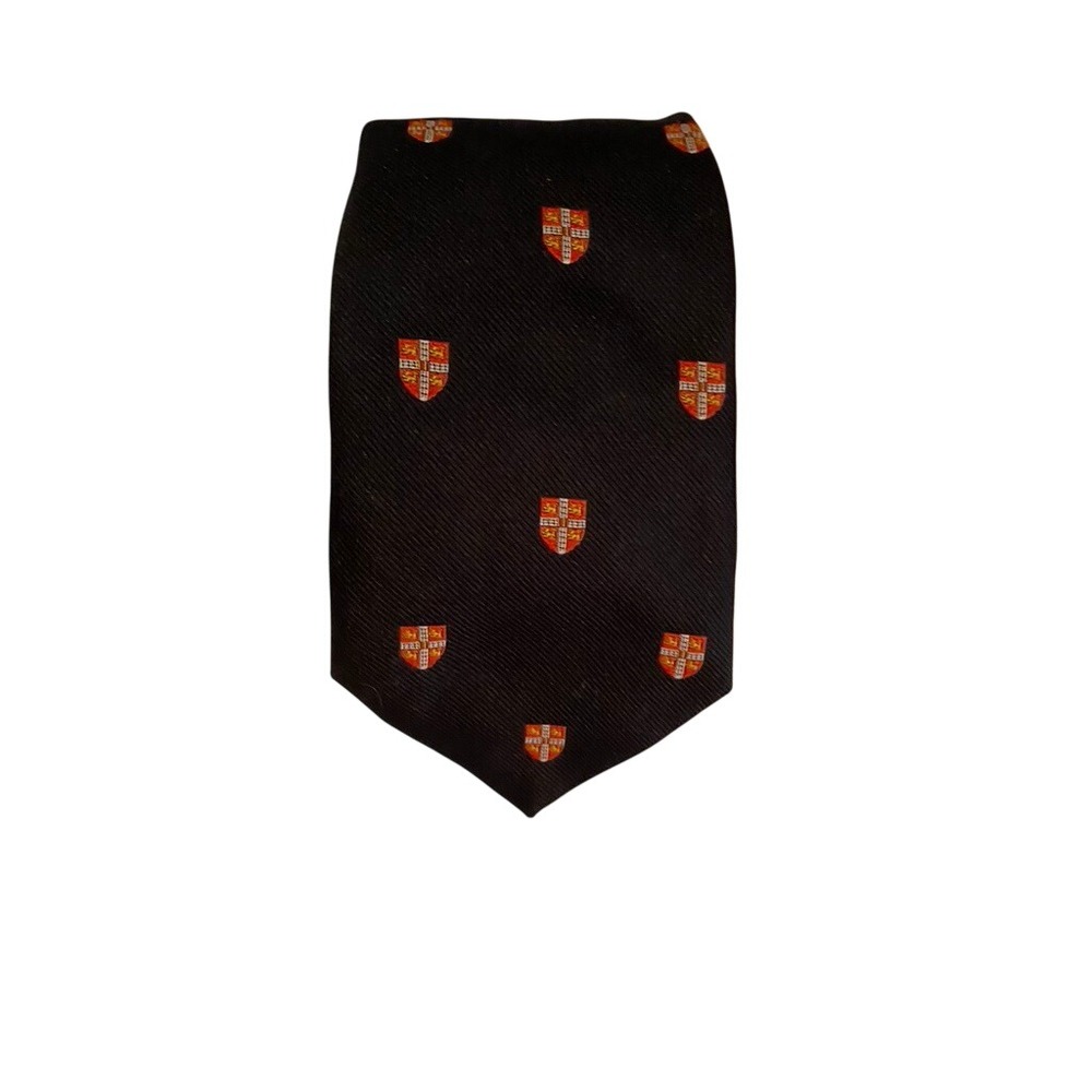 Ryder & Amies Cambridge England University Crest Tie Black Polyester Collegiate